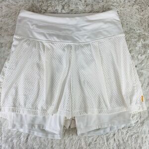 Lucy White Tennis Skirt Sz Small Mesh Lycra Shorts